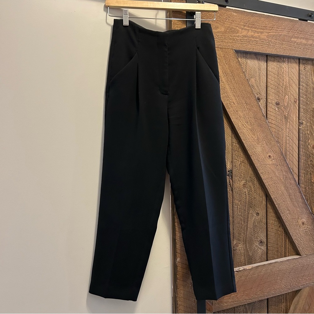 Aritzia Wilfred Black Pleated Dress Pant Cropped Length